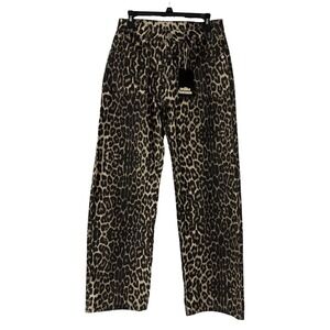 NWT Unlike Humans Womens Leopard Print Cotton Flared Leg Jeans Denim Size 6/28‎